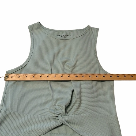 Aeropostale Women's Mint Green-Ribbed Knot-Front Tank Top-Size XL - Picture 5 of 7